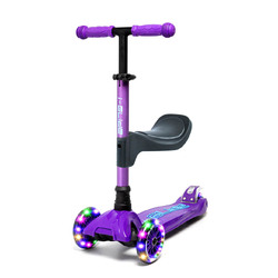 I-Glide Kids 3 Wheel Scooter with Seat | Purple/Blue