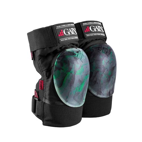 Gain Protection The Shield Hard Shell Knee Pads | Black/Green Swirl