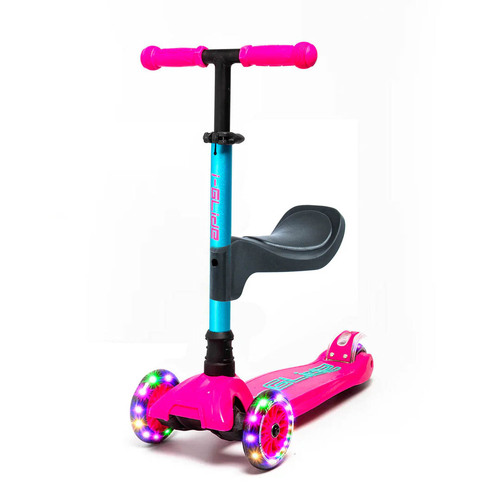 I-Glide Kids 3 Wheel Scooter with Seat | Pink/Aqua