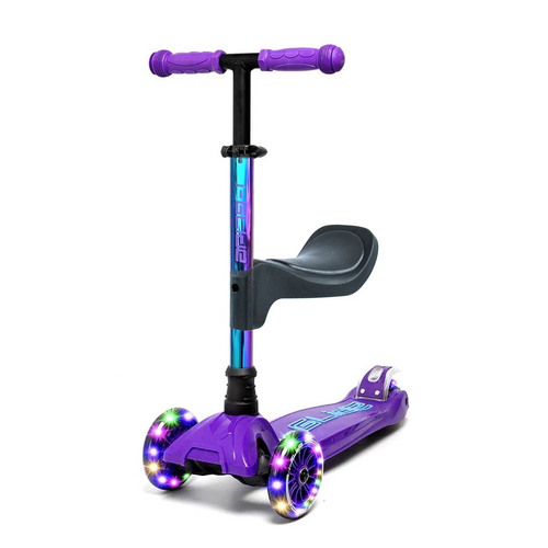 I-Glide Kids 3 Wheel Scooter with Seat | Purple/NeoChrome